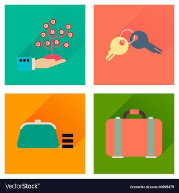 Concept of flat icons with long shadow business vector image