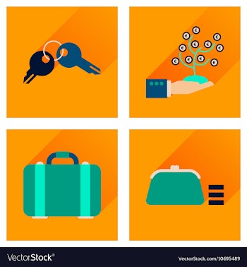 Concept of flat icons with long shadow business vector image