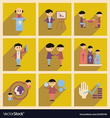 Concept of flat icons with long shadow business vector image