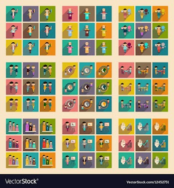 Concept of flat icons with long shadow business vector image