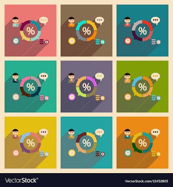 Concept of flat icons with long shadow business vector image