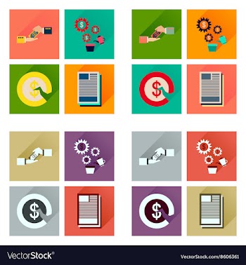 Concept of flat icons with long shadow business vector image