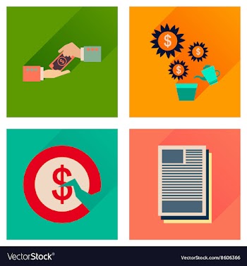 Concept of flat icons with long shadow business vector image