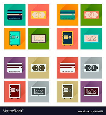 Concept of flat icons with long shadow business vector image