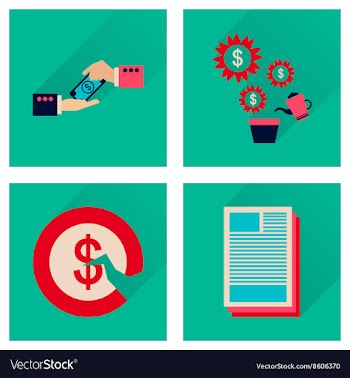 Concept of flat icons with long shadow business vector image