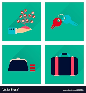 Concept of flat icons with long shadow business vector image