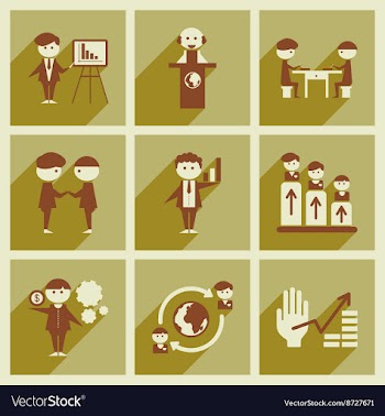 Concept of flat icons with long shadow business vector image