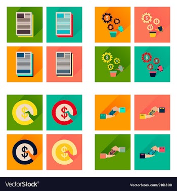 Concept of flat icons with long shadow business vector image