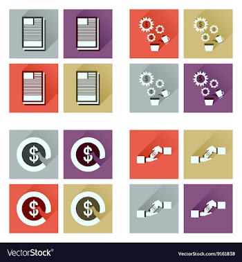 Concept of flat icons with long shadow business vector image