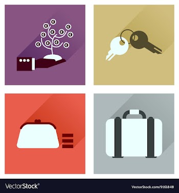 Concept of flat icons with long shadow business vector image