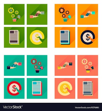 Concept of flat icons with long shadow business vector image