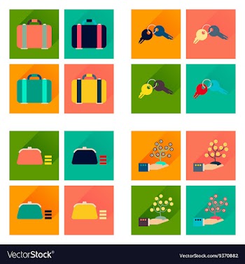Concept of flat icons with long shadow business vector image