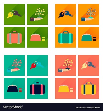 Concept of flat icons with long shadow business vector image