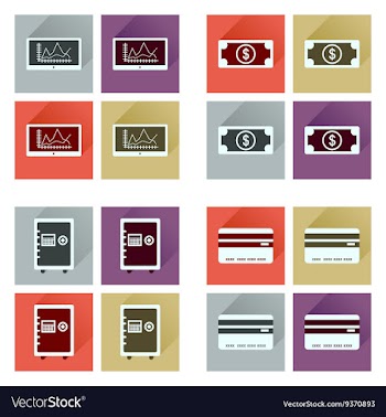 Concept of flat icons with long shadow business vector image
