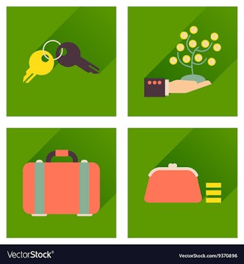 Concept of flat icons with long shadow business vector image