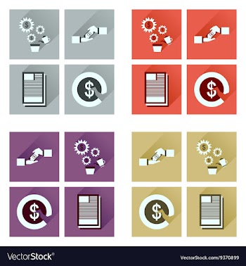 Concept of flat icons with long shadow business vector image