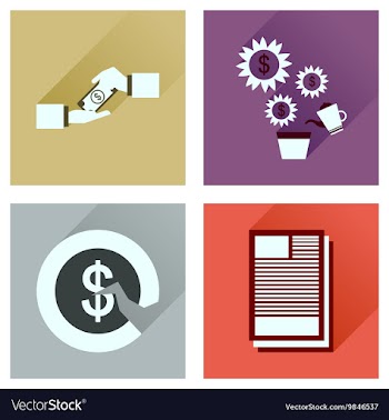 Concept of flat icons with long shadow business vector image