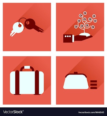 Concept of flat icons with long shadow business vector image