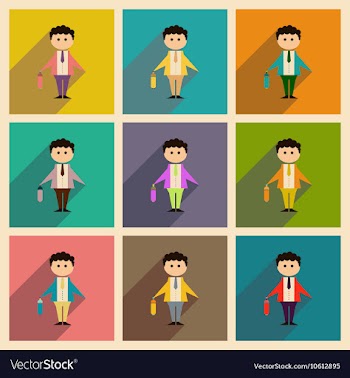 Concept of flat icons with long shadow businessman vector image