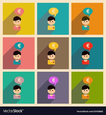 Concept of flat icons with long shadow businessman vector image