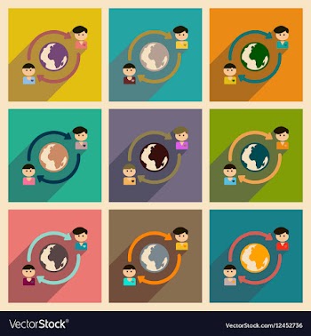 Concept of flat icons with long shadow businessman vector image