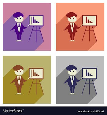 Concept of flat icons with long shadow businessman vector image