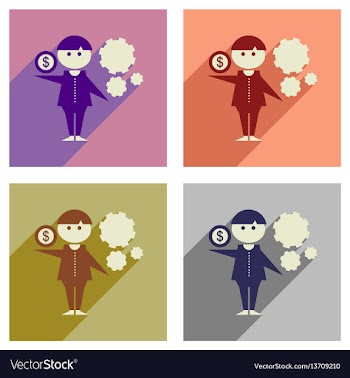 Concept of flat icons with long shadow businessman vector image