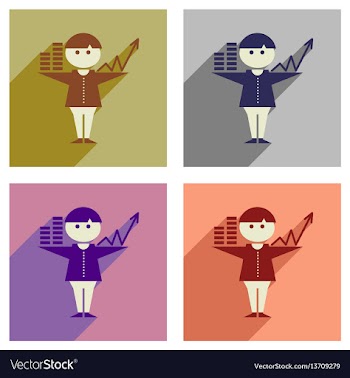 Concept of flat icons with long shadow businessman vector image