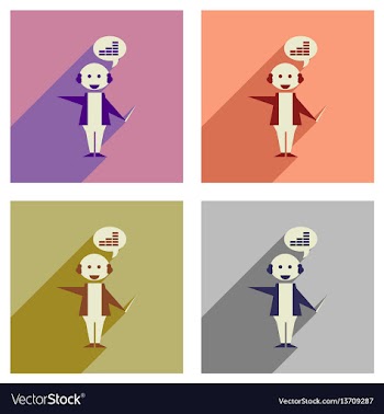 Concept of flat icons with long shadow businessman vector image
