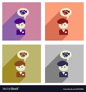 Concept of flat icons with long shadow businessman vector image