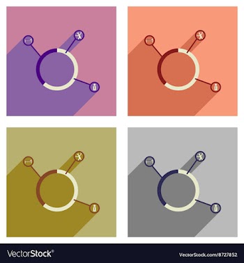 Concept of flat icons with long shadow businessman vector image
