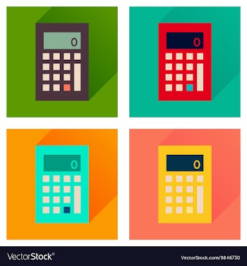 Concept of flat icons with long shadow calculator vector image