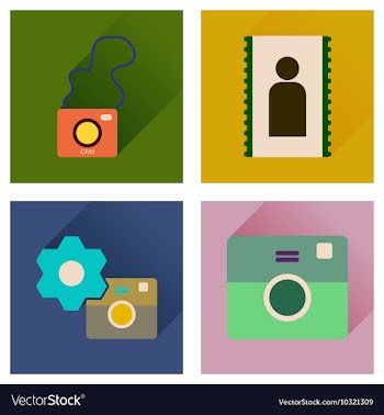Concept of flat icons with long shadow Cameras vector image