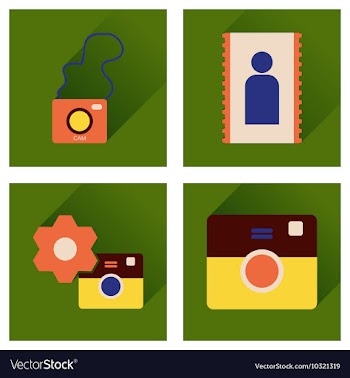 Concept of flat icons with long shadow Cameras vector image