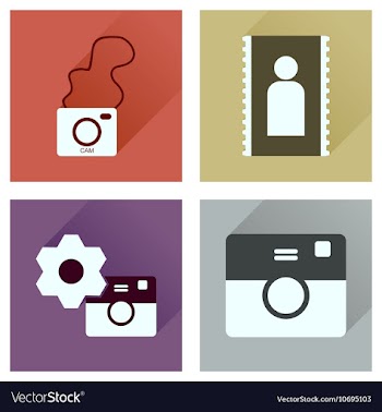 Concept of flat icons with long shadow Cameras vector image