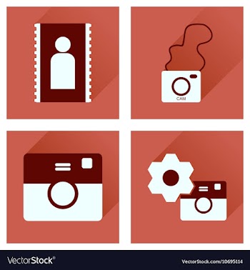 Concept of flat icons with long shadow Cameras vector image