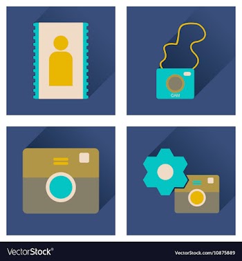 Concept of flat icons with long shadow Cameras vector image