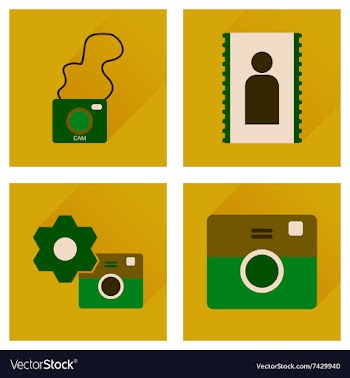 Concept of flat icons with long shadow Cameras vector image