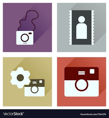 Concept of flat icons with long shadow Cameras vector image