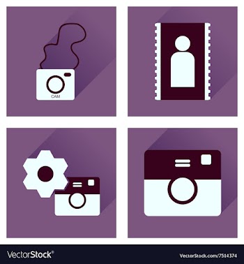 Concept of flat icons with long shadow Cameras vector image