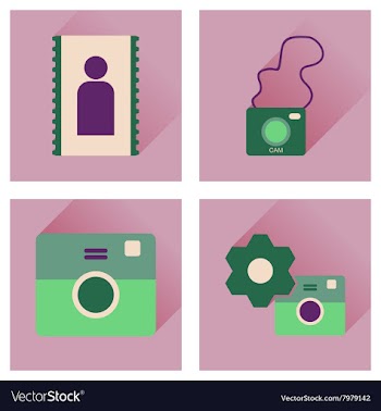 Concept of flat icons with long shadow Cameras vector image