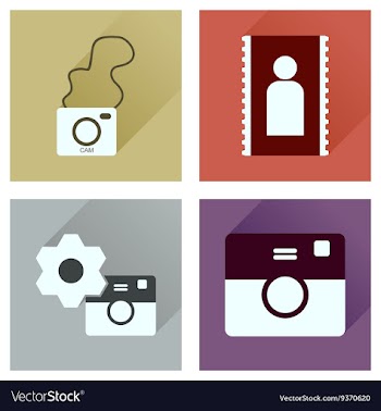 Concept of flat icons with long shadow Cameras vector image