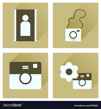 Concept of flat icons with long shadow Cameras vector image