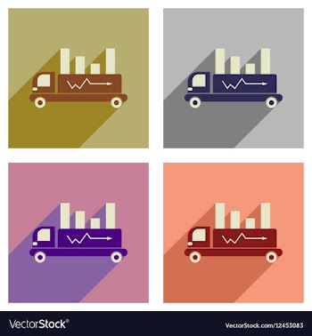 Concept of flat icons with long shadow car chart vector image