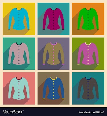 Concept of flat icons with long shadow cardigan vector image