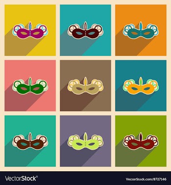 Concept of flat icons with long shadow Carnival vector image