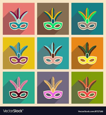Concept of flat icons with long shadow Carnival vector image