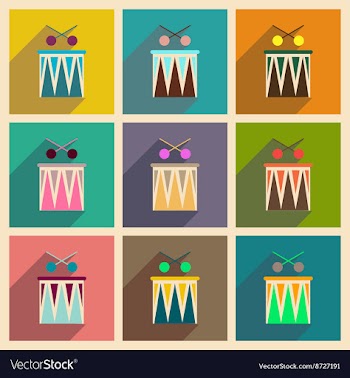 Concept of flat icons with long shadow carnival vector image