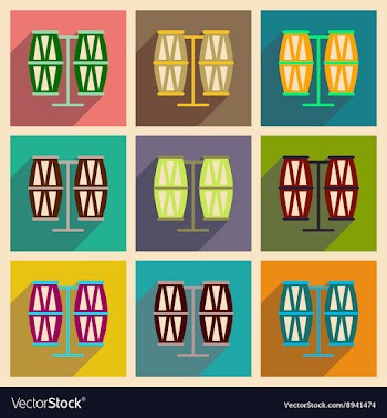 Concept of flat icons with long shadow carnival vector image