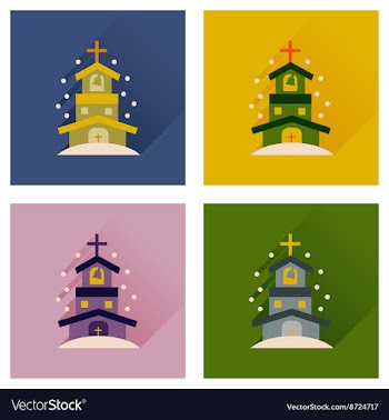 Concept of flat icons with long shadow Catholic vector image